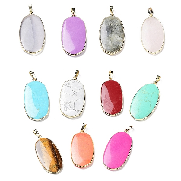 PandaHall Natural & Synthetic Mixed Gemstone Pendants, with Rack Plating Light Gold Tone Brass Findings, Cadmium Free & Lead Free, Oval...
PandaHall Natural & Synthetic Mixed Gemstone Pendants, with Rack Plating Light Gold Tone Brass Findings, Cadmium Free & Lead Free, Oval...