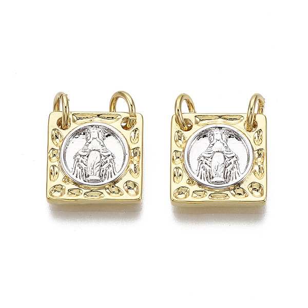 PandaHall Brass Charms, with Jump Ring, Nickel Free, Square with Virgin Mary, Real 18K Gold Plated & Platinum, 12x12x2mm, Hole: 3mm Brass...
PandaHall Brass Charms, with Jump Ring, Nickel Free, Square with Virgin Mary, Real 18K Gold Plated & Platinum, 12x12x2mm, Hole: 3mm Brass...