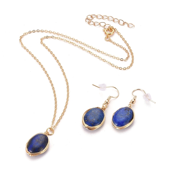 PandaHall Natural Lapis Lazuli Pendant Jewelry Sets, Brass Cable Chain Necklaces & Dangle Earrings, with Brass Spring Ring Clasps, Earring...
PandaHall Natural Lapis Lazuli Pendant Jewelry Sets, Brass Cable Chain Necklaces & Dangle Earrings, with Brass Spring Ring Clasps, Earring...