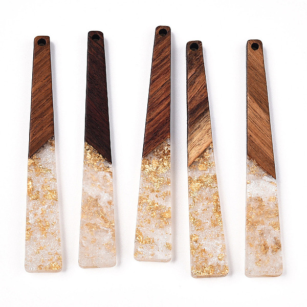 PandaHall Transparent Resin & Walnut Wood Big Pendants, with Gold Foil, Trapezoid Charms, Floral White, 69.5x10x3.5mm, Hole: 2mm Resin+Wood...
PandaHall Transparent Resin & Walnut Wood Big Pendants, with Gold Foil, Trapezoid Charms, Floral White, 69.5x10x3.5mm, Hole: 2mm Resin+Wood...