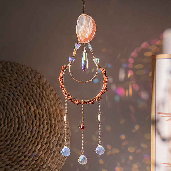 PandaHall Moon Metal & Natural Red Jasper Chip Pendant Decorations, Hanging Suncatchers, with Glass Teardrop Charm and Agate Link, for Home..., White
PandaHall Moon Metal & Natural Red Jasper Chip Pendant Decorations, Hanging Suncatchers, with Glass Teardrop Charm and Agate Link, for Home..., White