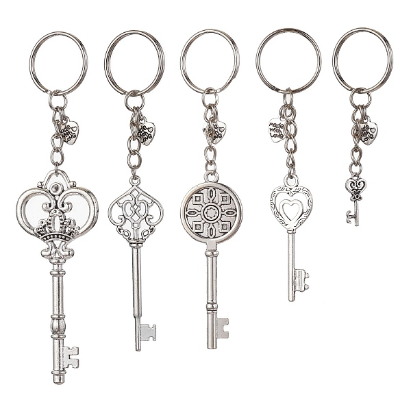 PandaHall Iron Split Keychains, with Alloy Pendants, Key & Heart, Antique Silver, 7.5~13.8cm Alloy Key
PandaHall Iron Split Keychains, with Alloy Pendants, Key & Heart, Antique Silver, 7.5~13.8cm Alloy Key