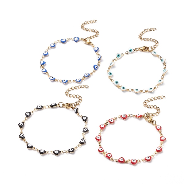 PandaHall Enamel Heart with Evil Eye Link Chains Bracelet, Vacuum Plating 304 Stainless Steel Jewelry for Women, Golden, Mixed Color, 6-7/8..., Multicolor
PandaHall Enamel Heart with Evil Eye Link Chains Bracelet, Vacuum Plating 304 Stainless Steel Jewelry for Women, Golden, Mixed Color, 6-7/8..., Multicolor