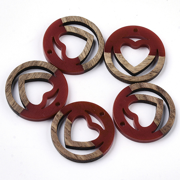 PandaHall Resin & Walnut Wood Pendants, Ring with Heart, FireBrick, 25x3mm, Hole: 1.8mm Resin+Wood Ring Red
PandaHall Resin & Walnut Wood Pendants, Ring with Heart, FireBrick, 25x3mm, Hole: 1.8mm Resin+Wood Ring Red