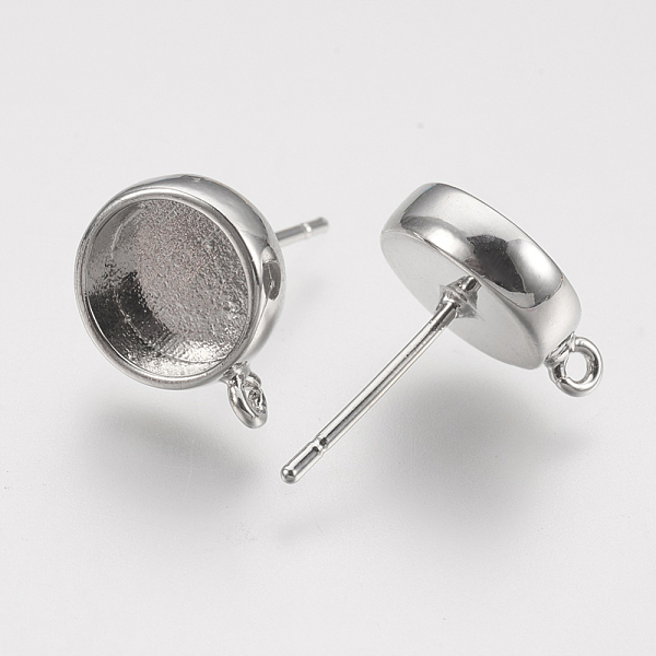 PandaHall Brass Ear Stud Findings, with Loop, Flat Round, Platinum, Tray: 10mm, 15x11.5mm, Hole: 1mm, Pin: 0.7mm Brass Flat Round
PandaHall Brass Ear Stud Findings, with Loop, Flat Round, Platinum, Tray: 10mm, 15x11.5mm, Hole: 1mm, Pin: 0.7mm Brass Flat Round