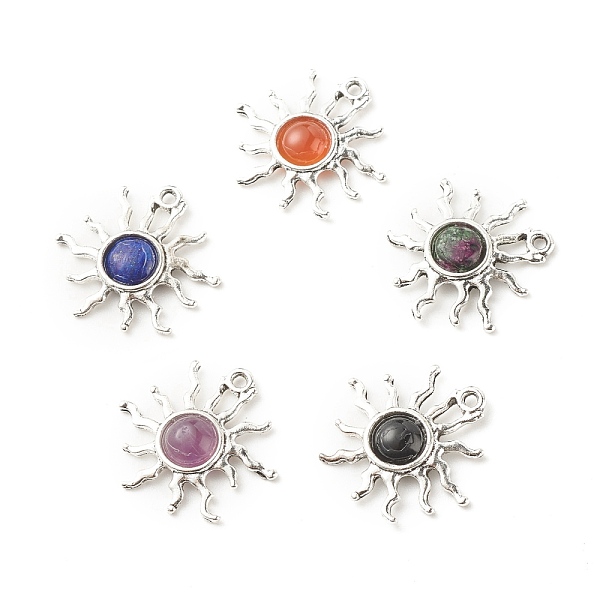 PandaHall Natural Gemstone Pendants, with Antique Silver Plated Alloy Findings, Sun, 25x26x4mm, Hole: 2mm Mixed Stone Sun
PandaHall Natural Gemstone Pendants, with Antique Silver Plated Alloy Findings, Sun, 25x26x4mm, Hole: 2mm Mixed Stone Sun