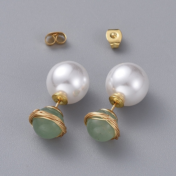 PandaHall Natural Green Aventurine Ball Stud Earrings, with Acrylic Pearl Ear Nuts, Golden Plated 304 Stainless Steel Stud Earring Findings...
PandaHall Natural Green Aventurine Ball Stud Earrings, with Acrylic Pearl Ear Nuts, Golden Plated 304 Stainless Steel Stud Earring Findings...