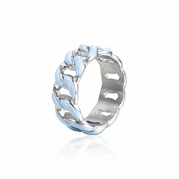 PandaHall Stainless Steel Enamel Curb Chains Finger Rings, Light Sky Blue, US Size 7(17.3mm) Stainless Steel
PandaHall Stainless Steel Enamel Curb Chains Finger Rings, Light Sky Blue, US Size 7(17.3mm) Stainless Steel