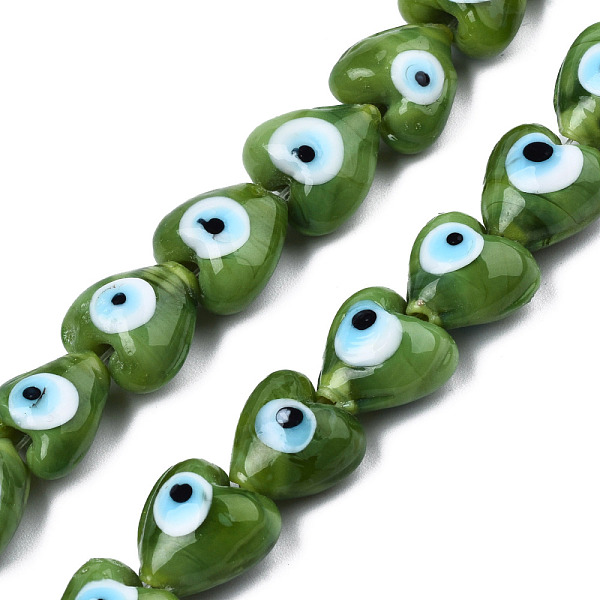 PandaHall Handmade Evil Eye Lampwork Beads Strands, Heart, Olive Drab, 12~12.5x12~13x7.5mm, Hole: 1.2mm, about 33pcs/strand, 14.76 inch...
PandaHall Handmade Evil Eye Lampwork Beads Strands, Heart, Olive Drab, 12~12.5x12~13x7.5mm, Hole: 1.2mm, about 33pcs/strand, 14.76 inch...
