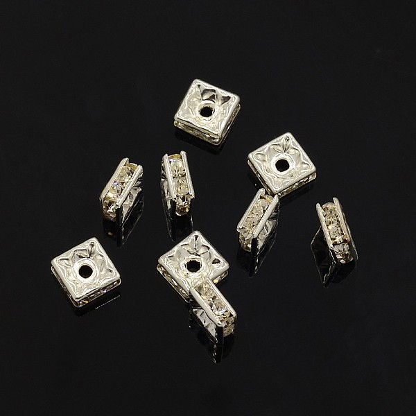 PandaHall Brass Rhinestone Spacer Beads, Grade A, Square, Nickel Free, White, Silver Color Plated, Size: about 6mmx6mmx3mm, hole: 1mm..., Clear
PandaHall Brass Rhinestone Spacer Beads, Grade A, Square, Nickel Free, White, Silver Color Plated, Size: about 6mmx6mmx3mm, hole: 1mm..., Clear