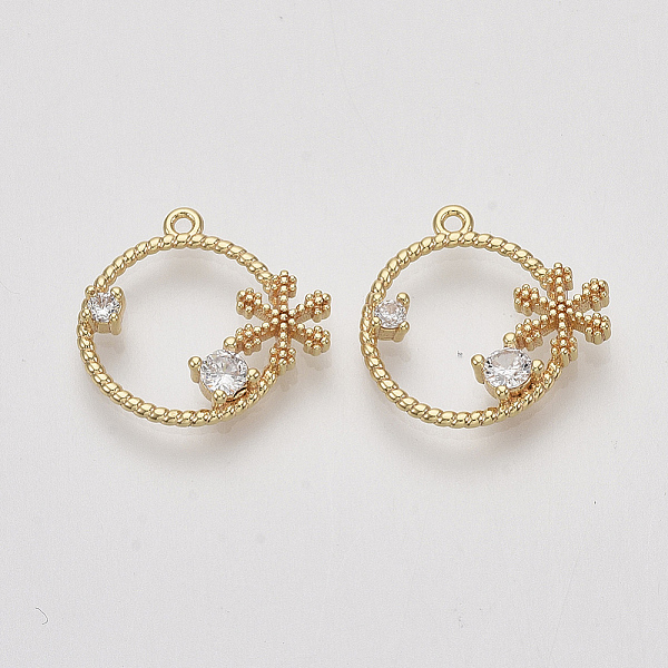 PandaHall Brass Micro Pave Cubic Zirconia Pendants, Ring with Snowflake, Clear, Nickel Free, Real 18K Gold Plated, 16x15.5x3mm, Hole: 1mm...
PandaHall Brass Micro Pave Cubic Zirconia Pendants, Ring with Snowflake, Clear, Nickel Free, Real 18K Gold Plated, 16x15.5x3mm, Hole: 1mm...
