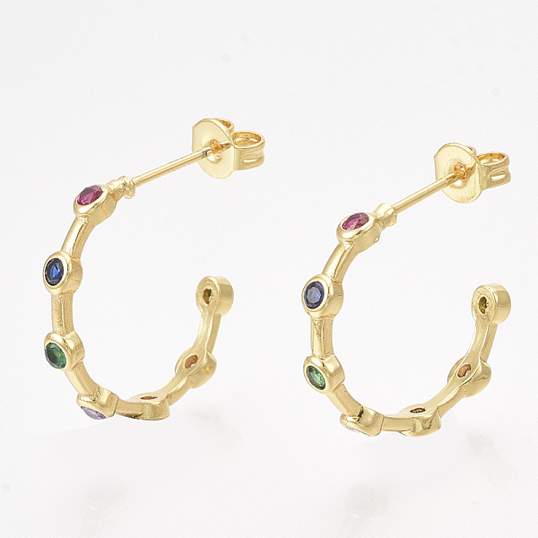 PandaHall Brass Cubic Zirconia Stud Earrings, Half Hoop Earrings, with Ear Nuts, Colorful, Golden, 18x3mm, Pin: 0.8mm Cubic Zirconia Letter
PandaHall Brass Cubic Zirconia Stud Earrings, Half Hoop Earrings, with Ear Nuts, Colorful, Golden, 18x3mm, Pin: 0.8mm Cubic Zirconia Letter