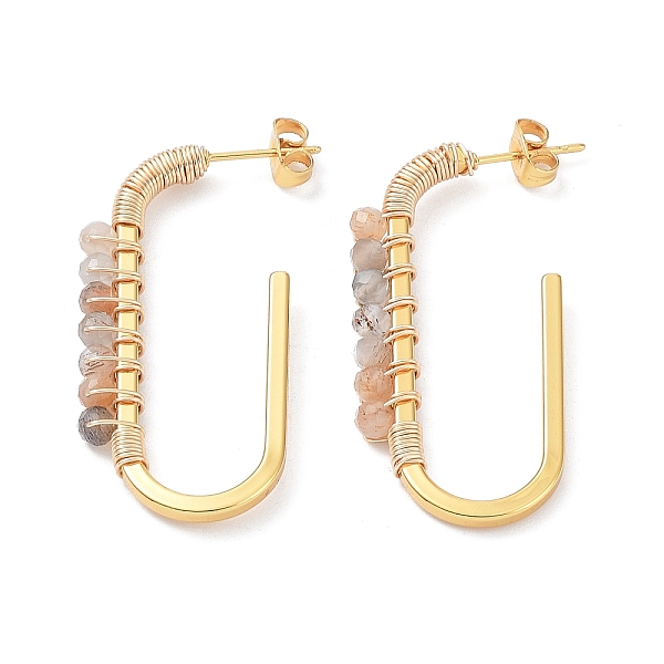 PandaHall Natural Multi-Moonstone Beaded Stud Earrings, Vacuum Plating 304 Stainless Steel Wire Wrap Oval Hoop Earrings, 41x19x3.5mm Natural...
PandaHall Natural Multi-Moonstone Beaded Stud Earrings, Vacuum Plating 304 Stainless Steel Wire Wrap Oval Hoop Earrings, 41x19x3.5mm Natural...