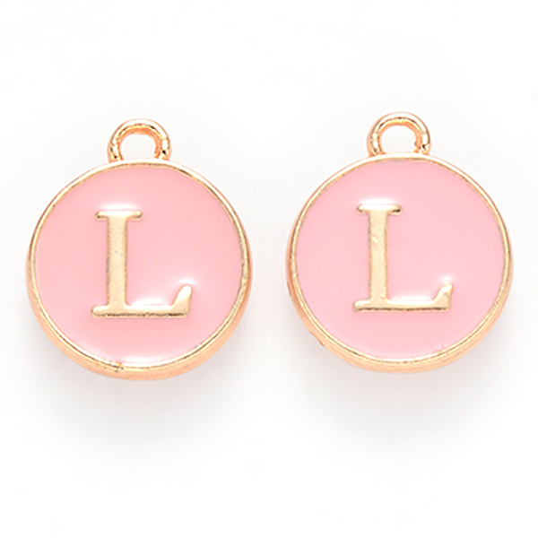 PandaHall Golden Plated Alloy Enamel Charms, Cadmium Free & Lead Free, Enamelled Sequins, Flat Round with Letter, Pink, Letter.L, 14x12x2mm...
PandaHall Golden Plated Alloy Enamel Charms, Cadmium Free & Lead Free, Enamelled Sequins, Flat Round with Letter, Pink, Letter.L, 14x12x2mm...