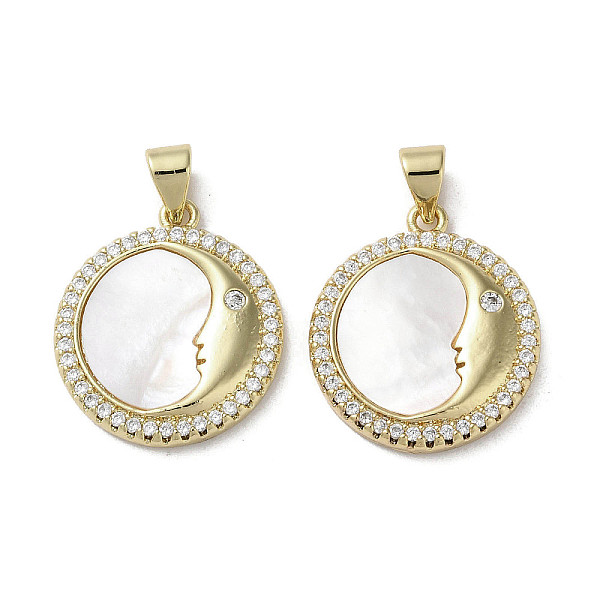 PandaHall Brass Micro Pave Cubic Zirconia Pendants, with Shell, Flat Round, Real 18K Gold Plated, Moon, 20.5~21x18x2.5~3mm, Hole: 3.5x4mm..., Clear
PandaHall Brass Micro Pave Cubic Zirconia Pendants, with Shell, Flat Round, Real 18K Gold Plated, Moon, 20.5~21x18x2.5~3mm, Hole: 3.5x4mm..., Clear