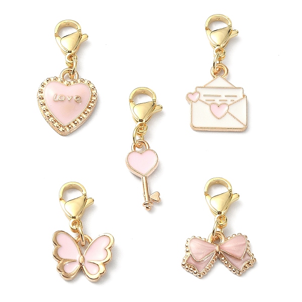 PandaHall 5Pcs Valentine's Day Alloy Enamel Pendants Decoratios, with Stainless Steel Lobster Claw Clasps, Mixed Shapes, Pink, 22~28mm...
PandaHall 5Pcs Valentine's Day Alloy Enamel Pendants Decoratios, with Stainless Steel Lobster Claw Clasps, Mixed Shapes, Pink, 22~28mm...