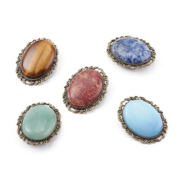 PandaHall Mixed Gemstone Brooch, with Alloy Findings, Oval, Antique Bronze, 51x40x15mm Mixed Stone
PandaHall Mixed Gemstone Brooch, with Alloy Findings, Oval, Antique Bronze, 51x40x15mm Mixed Stone