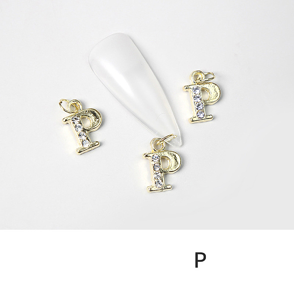 PandaHall Alloy Rhinestone Cabochons, Nail Art Decoration Accessories, with Jump Ring, Letter, Golden, Letter.P, 11~14x5~12mm..., Clear
PandaHall Alloy Rhinestone Cabochons, Nail Art Decoration Accessories, with Jump Ring, Letter, Golden, Letter.P, 11~14x5~12mm..., Clear