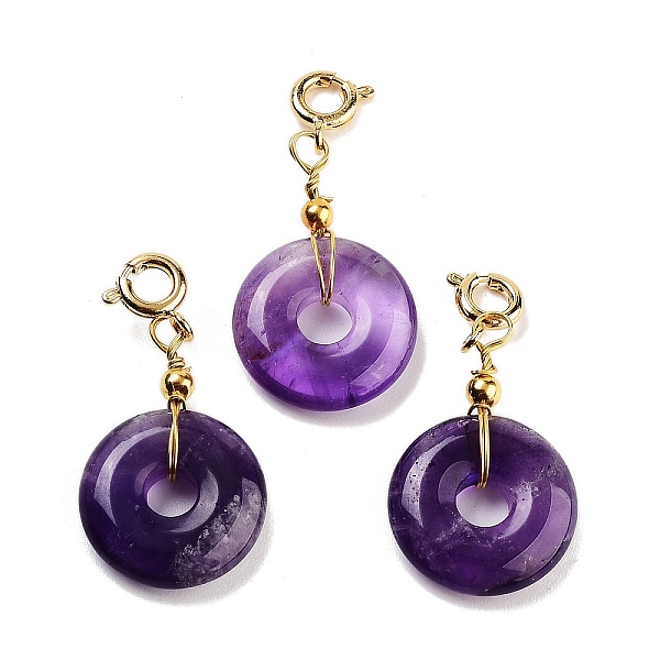 PandaHall Natural Amethyst Donut Pendant Decorations, Brass Clasp Charms Ornaments, 33~34mm Amethyst Donut
PandaHall Natural Amethyst Donut Pendant Decorations, Brass Clasp Charms Ornaments, 33~34mm Amethyst Donut