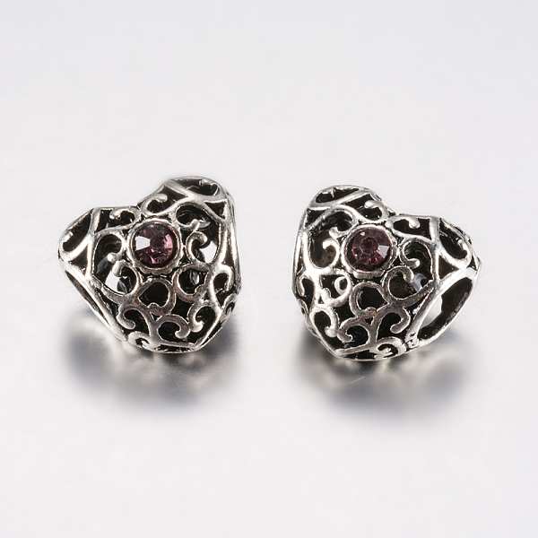 PandaHall Tibetan Style Alloy Rhinestone European Beads, Large Hole Beads, Heart, Antique Silver, Rosy Brown, 12x12.5x10mm, Hole: 5mm...
PandaHall Tibetan Style Alloy Rhinestone European Beads, Large Hole Beads, Heart, Antique Silver, Rosy Brown, 12x12.5x10mm, Hole: 5mm...