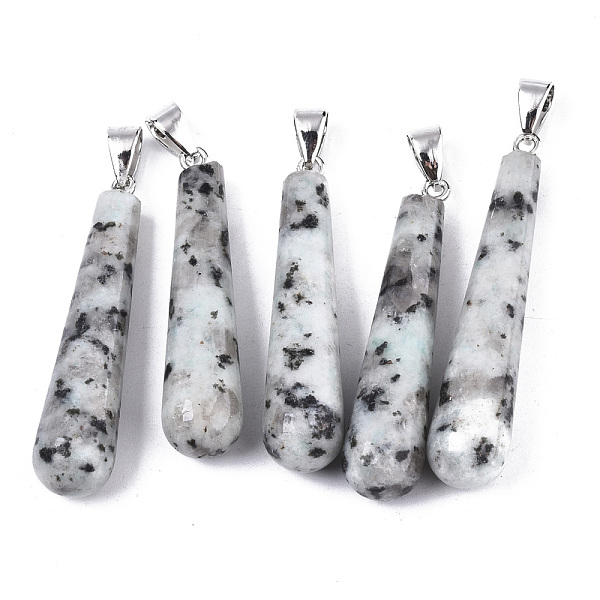 PandaHall Natural Sesame Jasper/Kiwi Jasper Pendants, with Platinum Plated Iron Pinch Bail, Teardrop, 2-3/8x3/8 inch(59x10mm), Hole: 7x4mm...
PandaHall Natural Sesame Jasper/Kiwi Jasper Pendants, with Platinum Plated Iron Pinch Bail, Teardrop, 2-3/8x3/8 inch(59x10mm), Hole: 7x4mm...