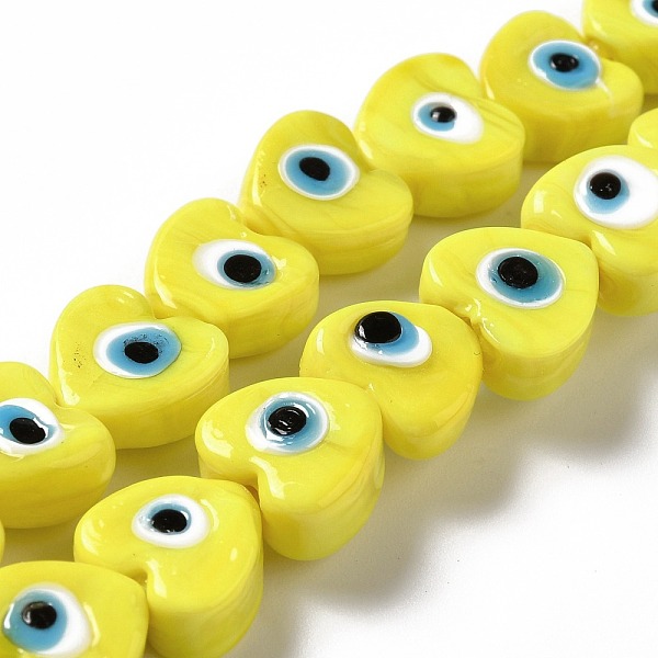 PandaHall Handmade Evil Eye Lampwork Beads Strands, Heart, Yellow, 12x12x6mm, Hole: 1.4mm, about 33pcs/strand, 14.37''~14.57''(36.5~37cm)...
PandaHall Handmade Evil Eye Lampwork Beads Strands, Heart, Yellow, 12x12x6mm, Hole: 1.4mm, about 33pcs/strand, 14.37''~14.57''(36.5~37cm)...