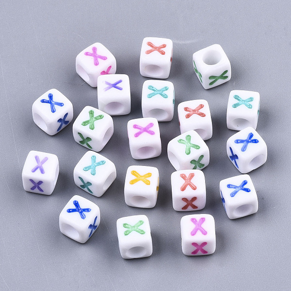 PandaHall Opaque White Acrylic Beads, with Enamel, Horizontal Hole, Cube with Mixed Color Letter, Letter.X, 6x6x6mm, Hole: 3mm, about..., Multicolor
PandaHall Opaque White Acrylic Beads, with Enamel, Horizontal Hole, Cube with Mixed Color Letter, Letter.X, 6x6x6mm, Hole: 3mm, about..., Multicolor