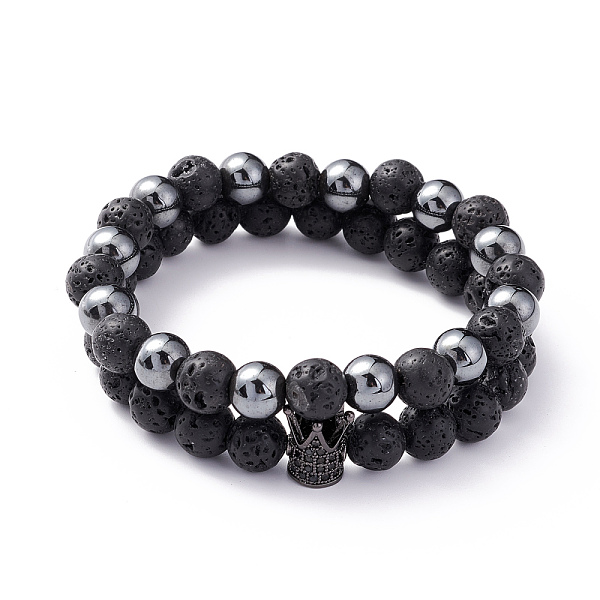 PandaHall Natural Lava Rock & Non-magnetic Synthetic Hematite Round Beads Energy Power Stretch Bracelets Sett, Crown Brass Cubic Zirconia...
PandaHall Natural Lava Rock & Non-magnetic Synthetic Hematite Round Beads Energy Power Stretch Bracelets Sett, Crown Brass Cubic Zirconia...