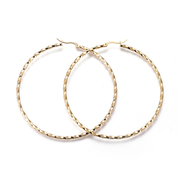 PandaHall 201 Stainless Steel Big Hoop Earrings, with 304 Stainless Steel Pin, Hypoallergenic Earrings, Twisted Ring Shape, Golden...
PandaHall 201 Stainless Steel Big Hoop Earrings, with 304 Stainless Steel Pin, Hypoallergenic Earrings, Twisted Ring Shape, Golden...