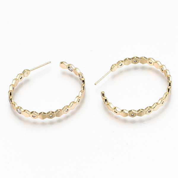 PandaHall Brass Micro Pave Clear Cubic Zirconia Half Hoop Earrings, Stud Earring, Ring with Hexagon, Nickel Free, Real 18K Gold Plated...
PandaHall Brass Micro Pave Clear Cubic Zirconia Half Hoop Earrings, Stud Earring, Ring with Hexagon, Nickel Free, Real 18K Gold Plated...