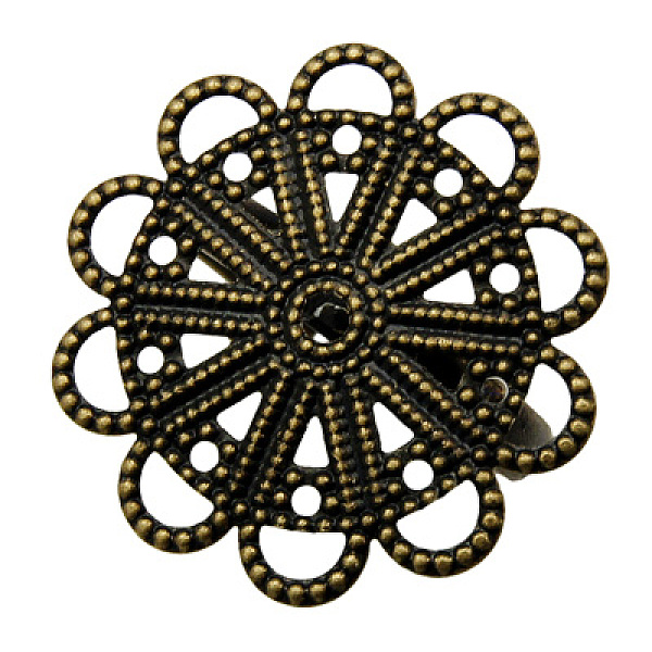 PandaHall Brass Ring Components, Filigree Ring Bases, For Antique Rings Making, Adjustable, Antique Bronze Color, Size: Ring: about 17mm...
PandaHall Brass Ring Components, Filigree Ring Bases, For Antique Rings Making, Adjustable, Antique Bronze Color, Size: Ring: about 17mm...