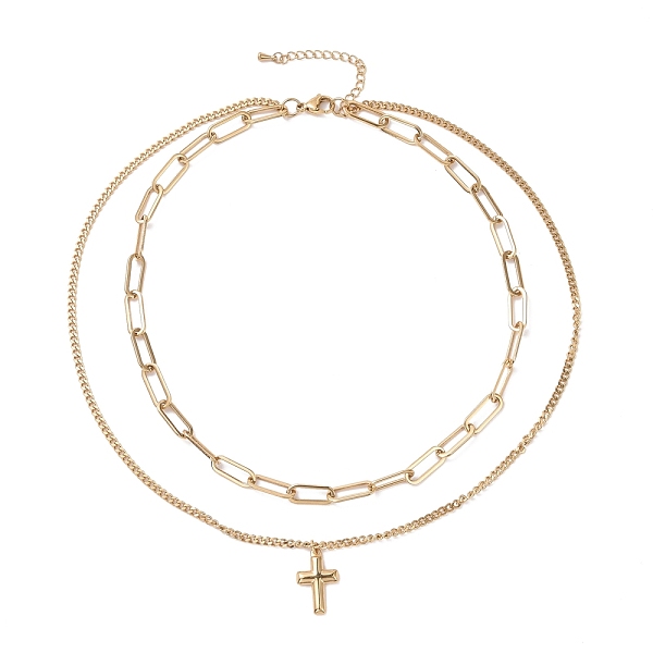 PandaHall Vacuum Plating 304 Stainless Steel Double Chains Multi Layered Necklace with Cross Charm for Women, Golden, 16.34 inch(41.5cm) 304...
PandaHall Vacuum Plating 304 Stainless Steel Double Chains Multi Layered Necklace with Cross Charm for Women, Golden, 16.34 inch(41.5cm) 304...