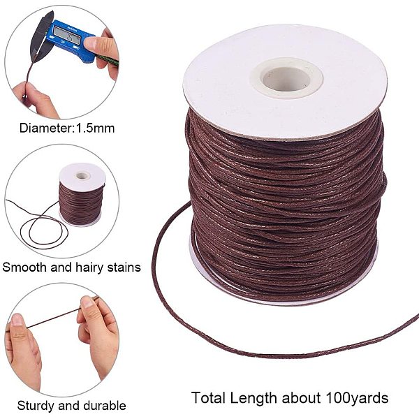 PandaHall JEWELEADER About 100 Yards Round Waxed Cotton Cord 1.5mm Macrame Craft DIY Thread Rattail Beading String for Jewelry Making..., Brown
PandaHall JEWELEADER About 100 Yards Round Waxed Cotton Cord 1.5mm Macrame Craft DIY Thread Rattail Beading String for Jewelry Making..., Brown