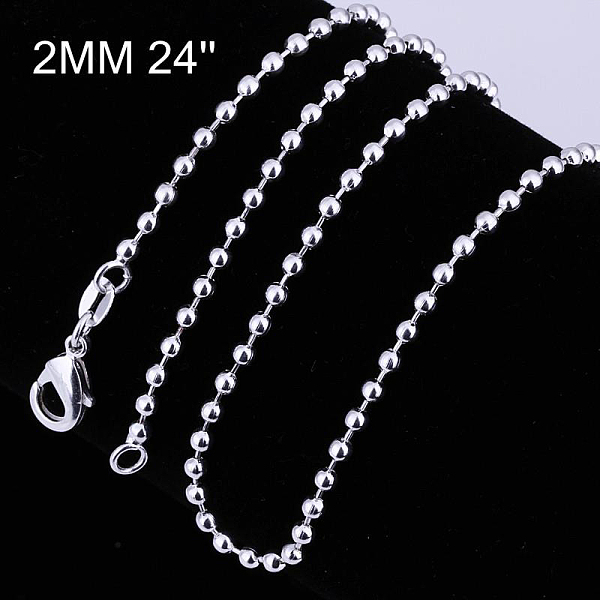 PandaHall Brass Ball Chain Necklaces, with Lobster Claw Clasps, Silver Color Plated, 24 inch, 2mm Brass
PandaHall Brass Ball Chain Necklaces, with Lobster Claw Clasps, Silver Color Plated, 24 inch, 2mm Brass