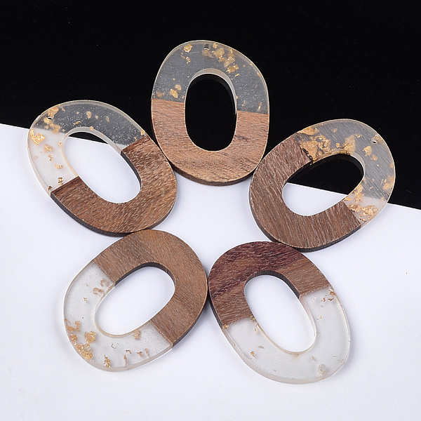 PandaHall Resin & Walnut Wood Pendants, with Gold Foil, Oval, Clear, 47x35x3.5mm, Hole: 2mm Resin+Wood Oval Clear
PandaHall Resin & Walnut Wood Pendants, with Gold Foil, Oval, Clear, 47x35x3.5mm, Hole: 2mm Resin+Wood Oval Clear
