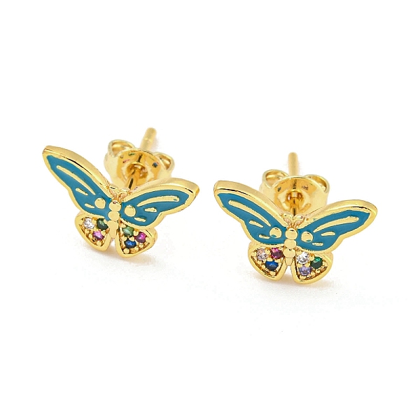 PandaHall Butterfly Real 18K Gold Plated Brass Stud Earrings, with Enamel and Cubic Zirconia, Teal, 8x12.5mm Cubic Zirconia Butterfly Cyan
PandaHall Butterfly Real 18K Gold Plated Brass Stud Earrings, with Enamel and Cubic Zirconia, Teal, 8x12.5mm Cubic Zirconia Butterfly Cyan