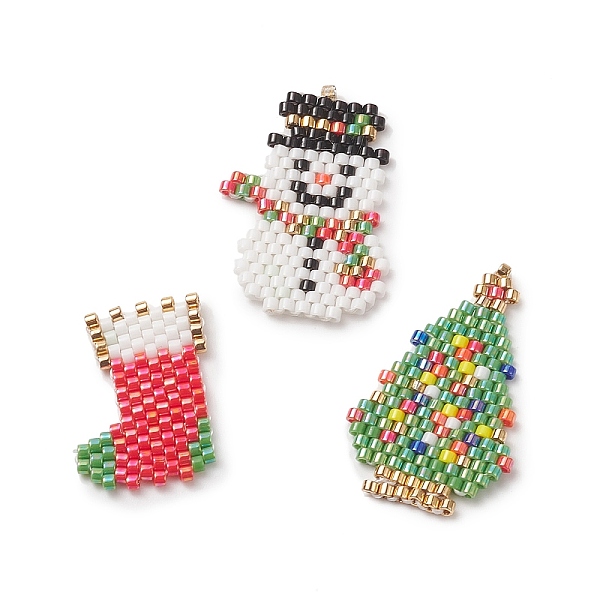 PandaHall 3Pcs 3 Style Handmade MIYUKI Japanese Seed Loom Pattern Seed Beads, Christmas Tree & Sock & Snowman Pendants, Mixed Color..., Multicolor
PandaHall 3Pcs 3 Style Handmade MIYUKI Japanese Seed Loom Pattern Seed Beads, Christmas Tree & Sock & Snowman Pendants, Mixed Color..., Multicolor