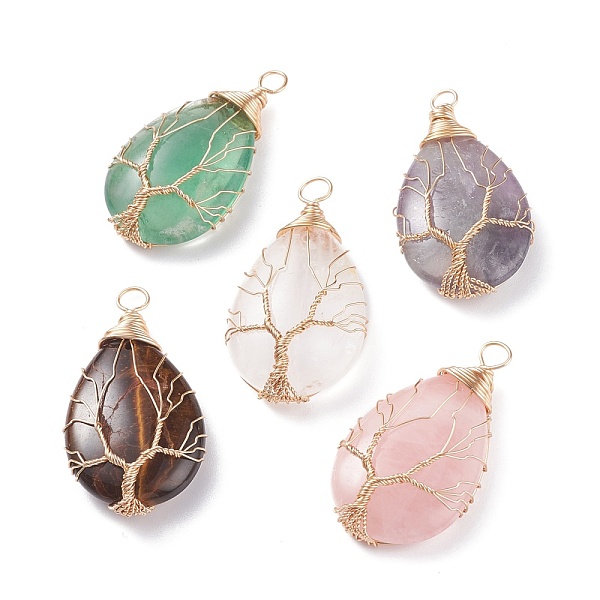 PandaHall Natural Gemstone Charms, with Brass Findings, Teardrop, 46~48.5x25~26x11~12mm, Hole: 4~5.5mm Mixed Stone Teardrop
PandaHall Natural Gemstone Charms, with Brass Findings, Teardrop, 46~48.5x25~26x11~12mm, Hole: 4~5.5mm Mixed Stone Teardrop