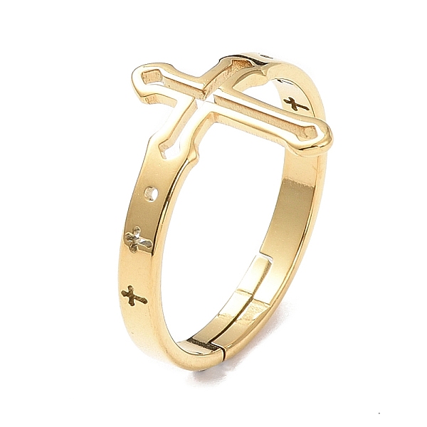 PandaHall Ion Plating(IP) 304 Stainless Steel Hollow Out Cross Adjustable Ring for Women, Golden, Inner Diameter: 17mm 304 Stainless Steel
PandaHall Ion Plating(IP) 304 Stainless Steel Hollow Out Cross Adjustable Ring for Women, Golden, Inner Diameter: 17mm 304 Stainless Steel