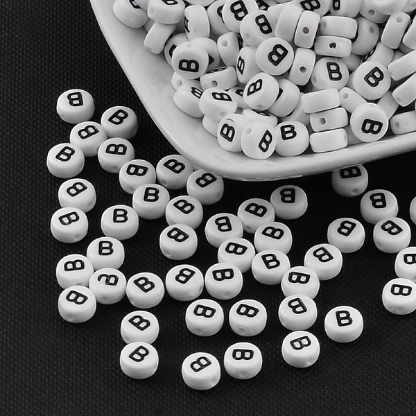 PandaHall Acrylic Beads, with Horizontal Hole, Letter, Flat Round, Letter.B, 7x4mm, Hole: 1mm, about 146pcs/20g Acrylic Flat Round White
PandaHall Acrylic Beads, with Horizontal Hole, Letter, Flat Round, Letter.B, 7x4mm, Hole: 1mm, about 146pcs/20g Acrylic Flat Round White
