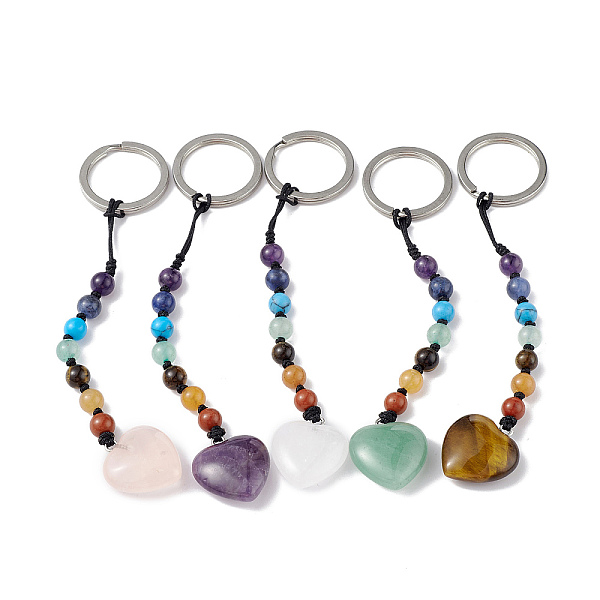 PandaHall 7 Chakra Gemstone Beads Keychain, Heart Charm Keychain for Women Men Hanging Car Bag Charms, 13cm Mixed Stone Heart
PandaHall 7 Chakra Gemstone Beads Keychain, Heart Charm Keychain for Women Men Hanging Car Bag Charms, 13cm Mixed Stone Heart