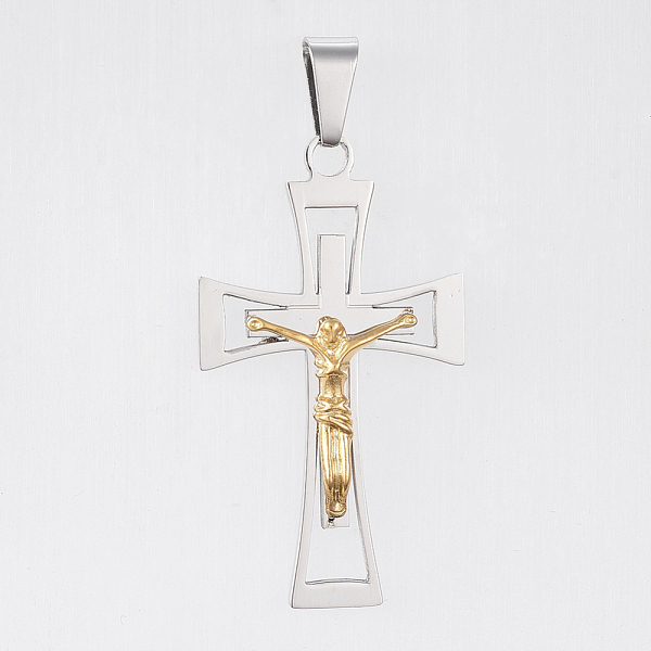PandaHall 304 Stainless Steel Pendants, Large Hole Pendants, For Easter, Crucifix Cross, Golden & Stainless Steel Color, 54x30.5x6mm, Hole...
PandaHall 304 Stainless Steel Pendants, Large Hole Pendants, For Easter, Crucifix Cross, Golden & Stainless Steel Color, 54x30.5x6mm, Hole...