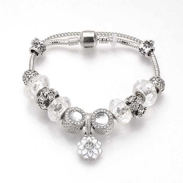 PandaHall European Bracelets, with Tibetan Style Alloy Rhinestone Enamel Beads, Resin Beads, Brass Chains and Safety Chains, Antique Silver..., Clear
PandaHall European Bracelets, with Tibetan Style Alloy Rhinestone Enamel Beads, Resin Beads, Brass Chains and Safety Chains, Antique Silver..., Clear