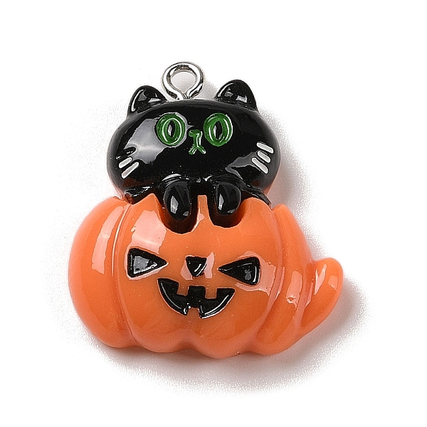 PandaHall Opaque Resin Pendants, Halloween Charms with Platinum Tone Alloy Loops, Black, Cat Shape with Pumpkin, 28~28.5x24.5~25.5x8.5~9mm...
PandaHall Opaque Resin Pendants, Halloween Charms with Platinum Tone Alloy Loops, Black, Cat Shape with Pumpkin, 28~28.5x24.5~25.5x8.5~9mm...