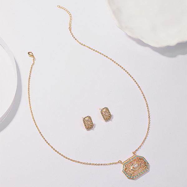 PandaHall Brass Micro Pave Cubic Zirconia Jewelry Sets for Women, Rectangle Dangle Stud Earring & Pendant Necklaces, Real 18K Gold Plated...
PandaHall Brass Micro Pave Cubic Zirconia Jewelry Sets for Women, Rectangle Dangle Stud Earring & Pendant Necklaces, Real 18K Gold Plated...