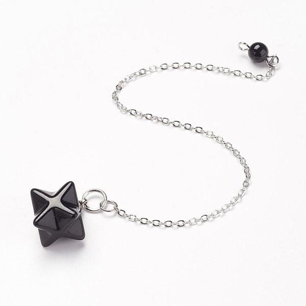 PandaHall Chakra Natural Black Agate Dowsing Pendulums, with Brass Chains, Merkaba Star, 215~230mm Black Agate Merkaba Star Black
PandaHall Chakra Natural Black Agate Dowsing Pendulums, with Brass Chains, Merkaba Star, 215~230mm Black Agate Merkaba Star Black