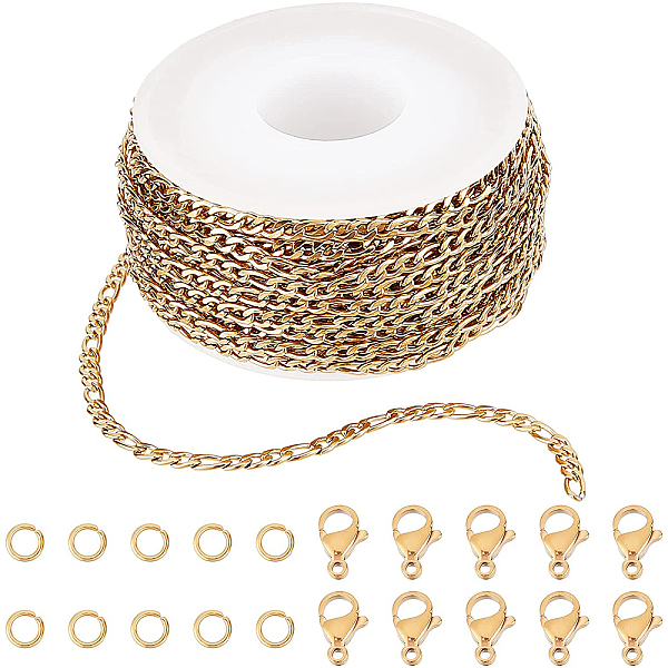 PandaHall SUNNYCLUE DIY 10M 32.8 Feet 3MM Gold Chain Roll Figaro Chains Stainless Steel Cable Chain Necklace Chains with Jump Rings Lobster...
PandaHall SUNNYCLUE DIY 10M 32.8 Feet 3MM Gold Chain Roll Figaro Chains Stainless Steel Cable Chain Necklace Chains with Jump Rings Lobster...