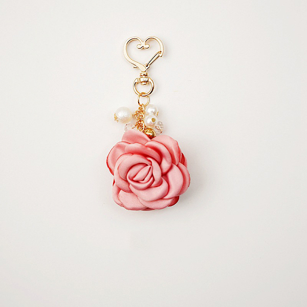 PandaHall Satin Rose Pendant Decorations, with Heart Lobster Claw Clasps, Coral, 105mm Cloth Flower Red
PandaHall Satin Rose Pendant Decorations, with Heart Lobster Claw Clasps, Coral, 105mm Cloth Flower Red