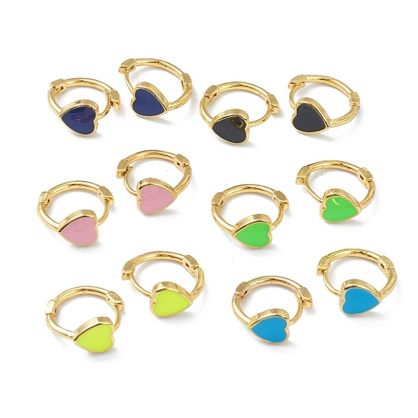 PandaHall Brass Enamel Huggie Hoop Earrings, Heart, Golden, Mixed Color, 15x2mm, Pin: 1mm Brass Heart Multicolor
PandaHall Brass Enamel Huggie Hoop Earrings, Heart, Golden, Mixed Color, 15x2mm, Pin: 1mm Brass Heart Multicolor