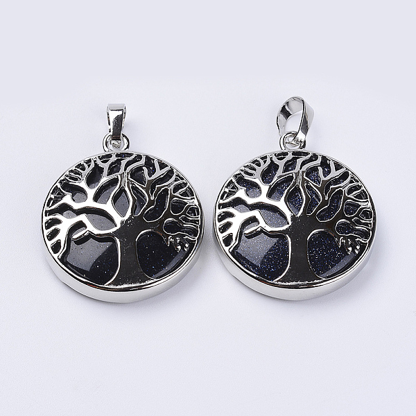 PandaHall Synthetic Blue Goldstone Pendants, with Platinum Plated Brass Findings, Flat Round with Tree of Life, 31x27x8mm, Hole: 3.5x7mm...
PandaHall Synthetic Blue Goldstone Pendants, with Platinum Plated Brass Findings, Flat Round with Tree of Life, 31x27x8mm, Hole: 3.5x7mm...